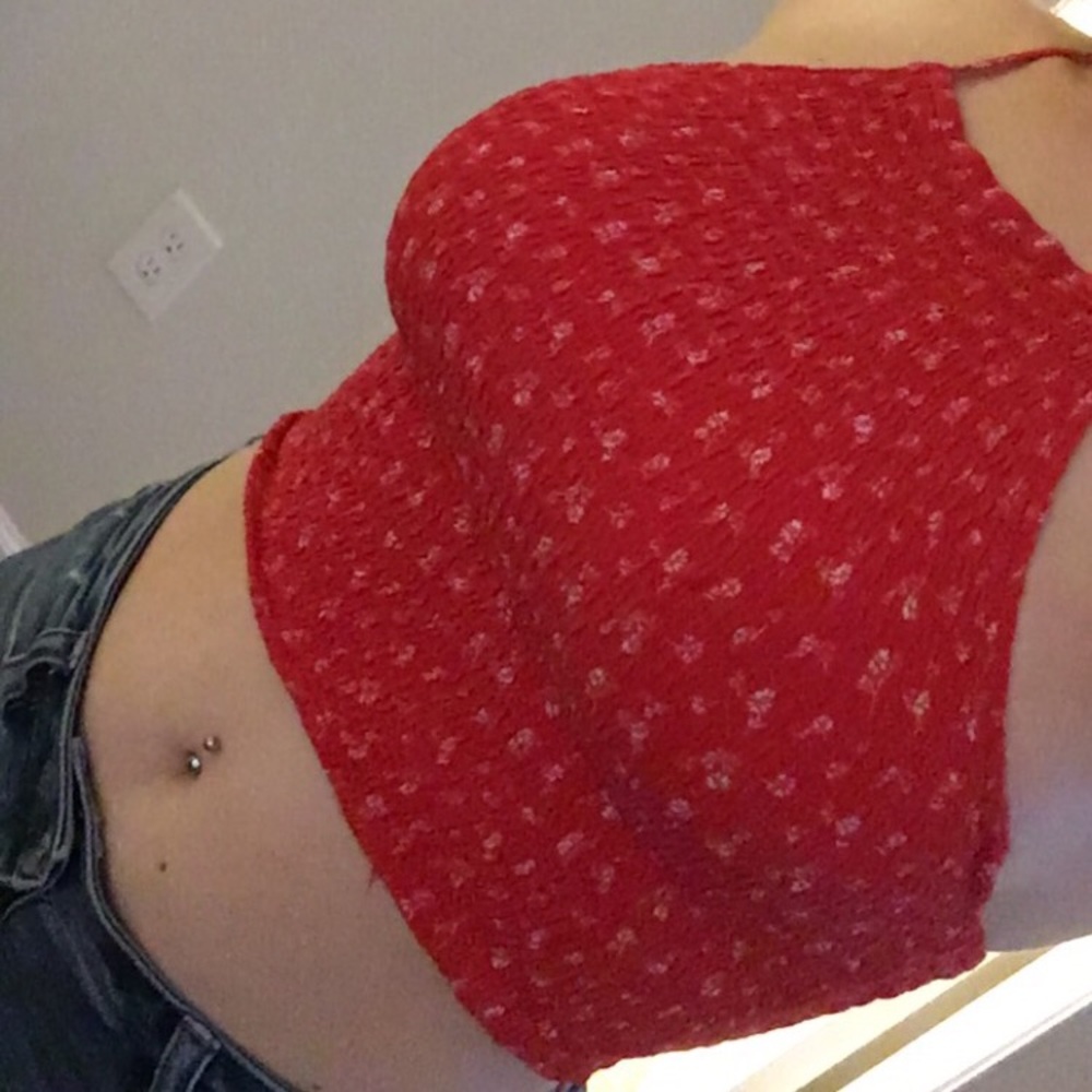 Red Floral Crop Top